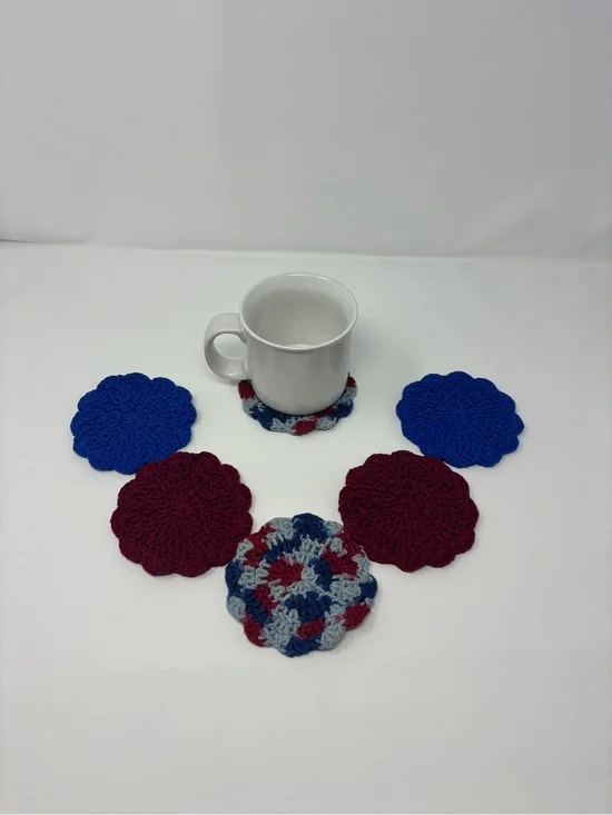 Firecracker Crochet Coasters (Set of 6)