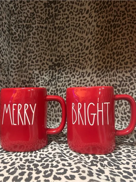 Rae Dunn Ceramic “Merry-Bright” Mugs