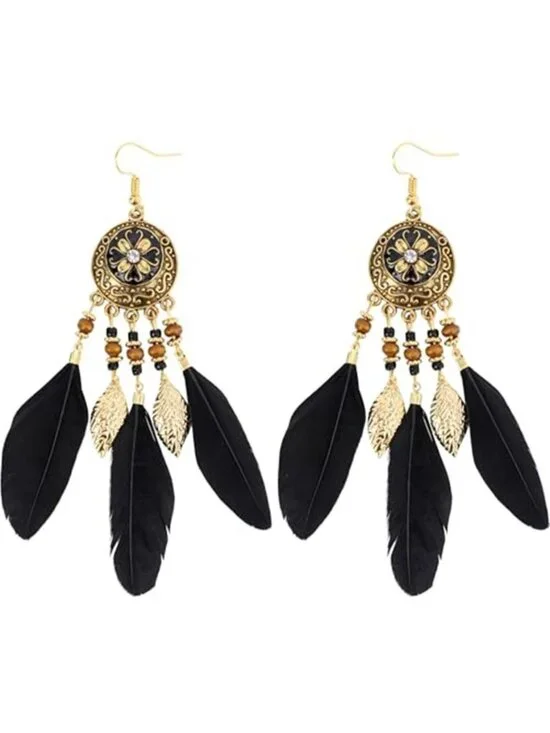 Lightweight Bohemian Feather Dangle Earrings