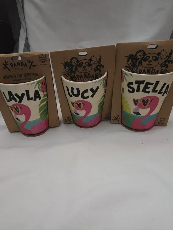 Panda Crew Pink Flamingo Kids Cup - Personalized Name Options