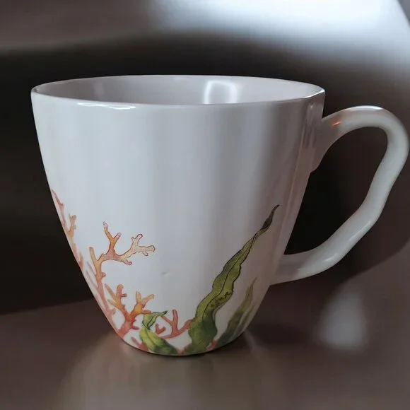Porcelain Mug Sea Coral Ocean Seaweed Coffee Cup 12‎ Ounce With Box