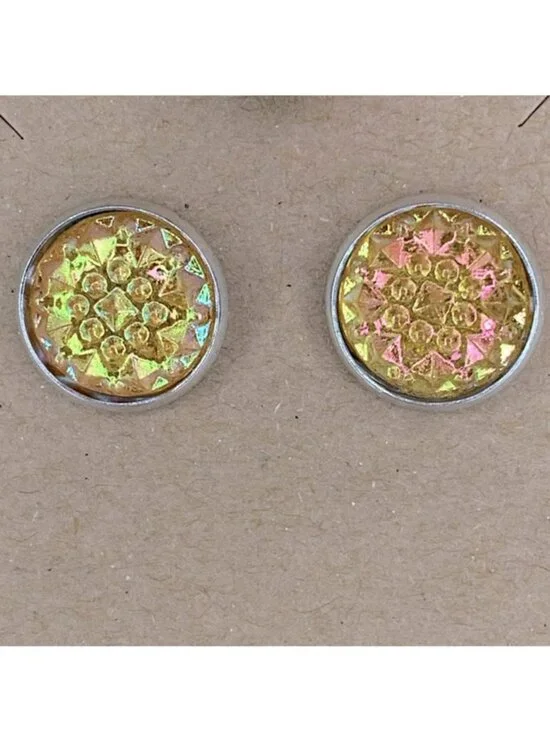 Faux Druzy Stud Stainless Steel Earrings Fashion Jewelry