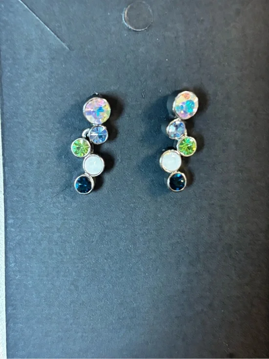Multi-Color Crystal Drop Stud Earrings - Women Jewelry