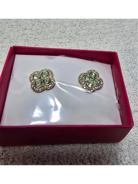 Women's Avon Sparkling Clover Earrings One Size Green Gold