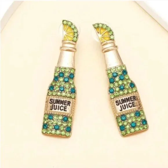 ⭐️❤️FREE Summer Juice Rhinestone Tequila Lime Party Chic Girly Glam Hip Earrings