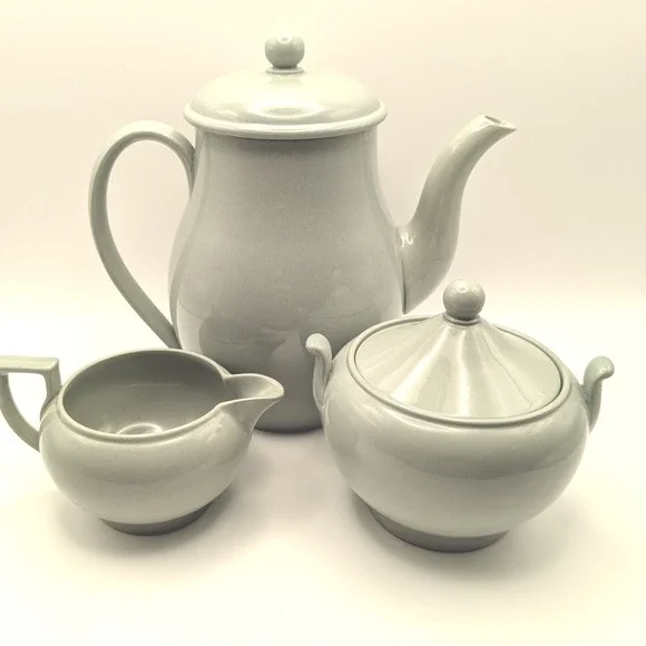 Wedgwood  Etruria Celadon MCM Coffee Tea Pot Sugar Bowl Creamer Made in England