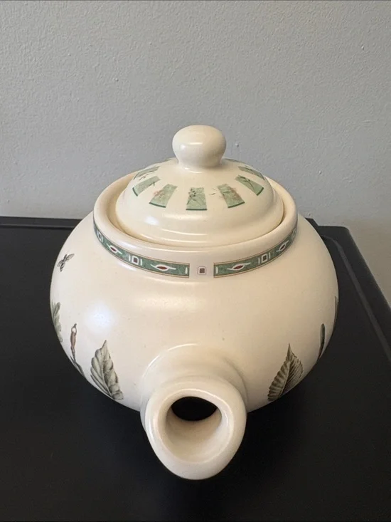 Vintage Pfaltzgraff Portfolio Naturewood Pattern Stoneware Teapot - Preused