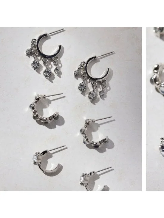 New! Silver Garland Hoop Earring Set NWT (1036)