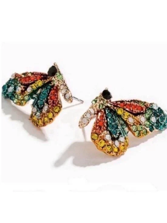 New! Rhinestone Butterfly Post Earrings (1037) NWOT