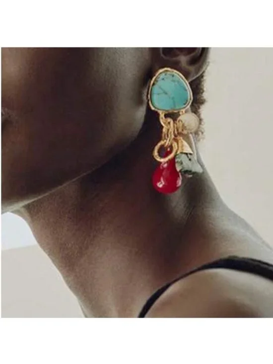 New! Gold Turquoise Drop Earrings (3011) NWOT