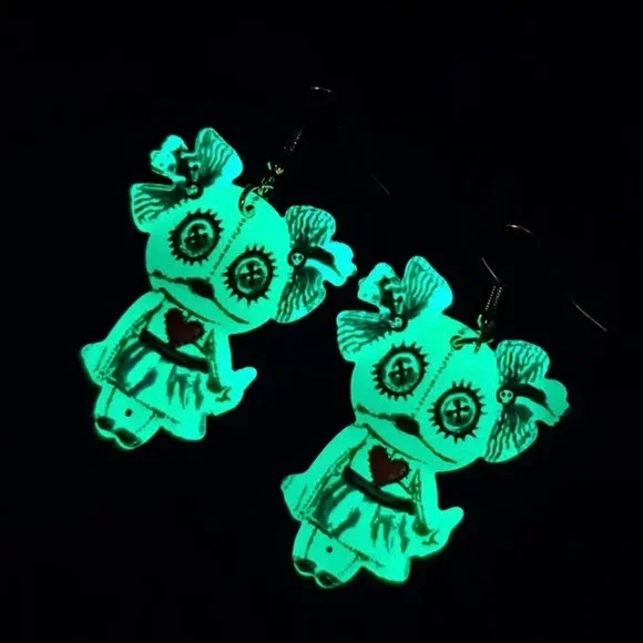 Spooky Doll Earrings, Glow in the dark