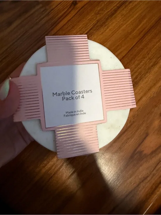 Marble Coaster Set with Pink Accent (Pack of 4)