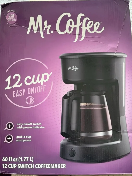 Mr. Coffee 12-Cup Drip Coffeemaker in Black - Easy On/Off Brewing