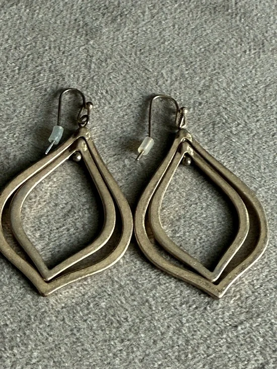 Silver-Tone Layered Teardrop Dangle Earrings