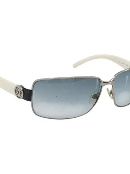 CHANEL Sunglasses plastic White CC Auth 180943