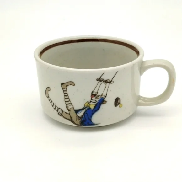 Vintage Otagiri Speckled Trapeze Clown Circus coffee mug