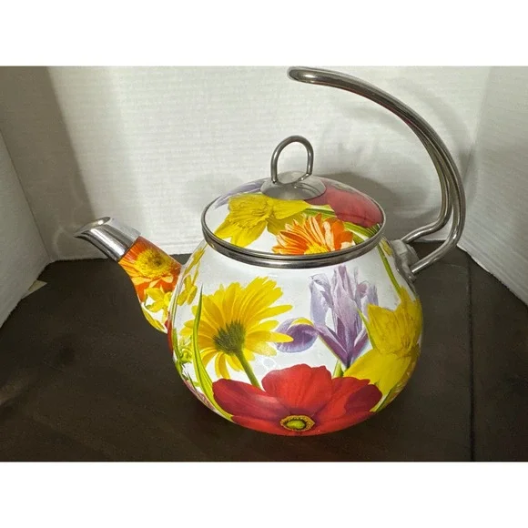 The Pioneer Woman Floral Enamel on Steel Tea Kettle Stovetop Pot 2918PLF