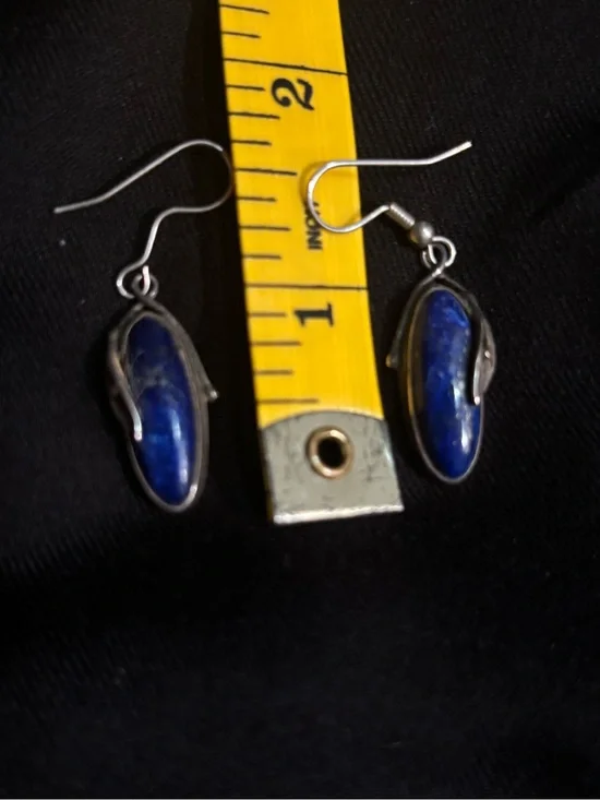 Sterling Silver Lapis Lazuli Drop Earrings - Deep Blue