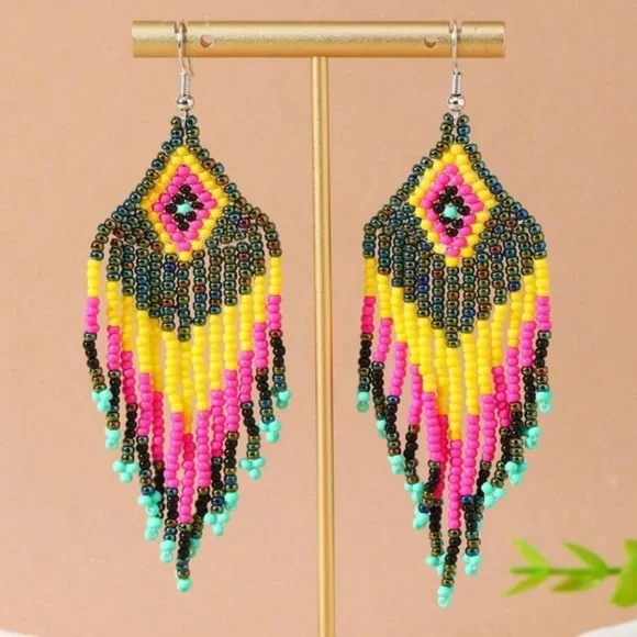 Beaded tassel earrings