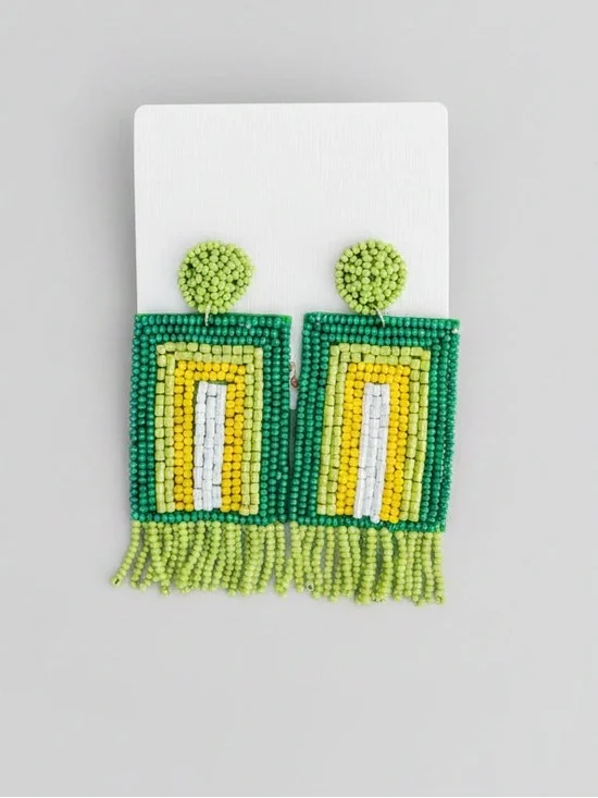 Della Beaded Earrings - Green