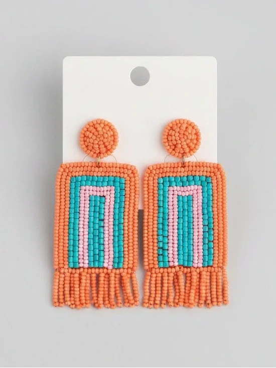 Della Beaded Earrings - Orange