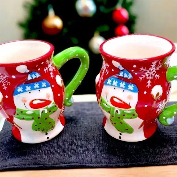Pier 1 l Snowman Mug l Set of 2 l Santa Mugs available l EUC