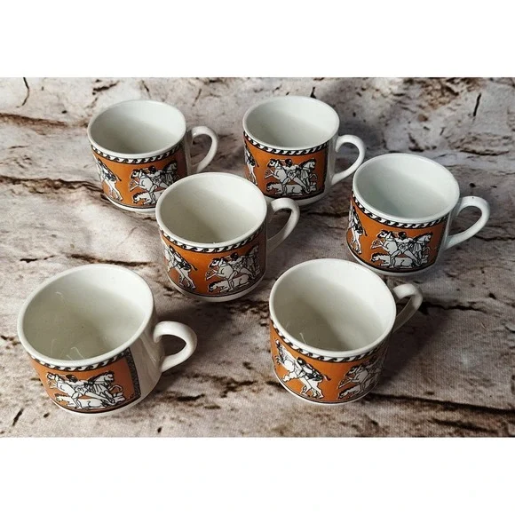 6 Vintage Keramikos Athens Greece Mythology Candia‎ Espresso Cups