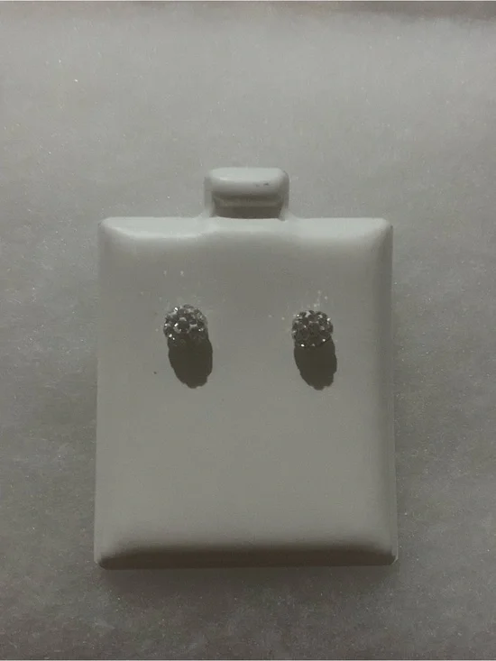 10k Gold Solid Earrings - White/silver