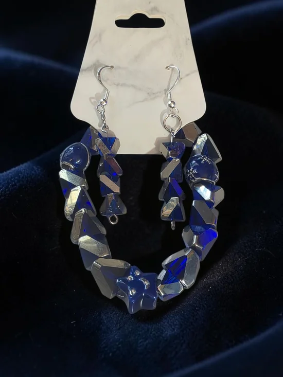 Handmade Royal Blue Crystal Star Bracelet and Earring Set