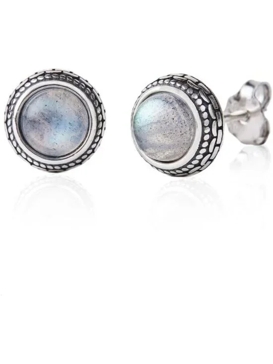 Vintage Boho Crystal Birthstone Earrings - Handmade Silver Jewelry Gift for Her