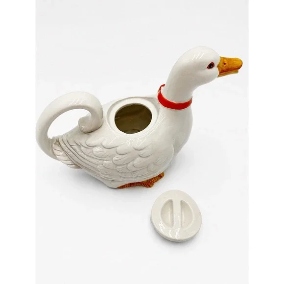 Vintage‎ Otagiri Goose Teapot Ceramic White Duck Tea Pot Japan Farmhouse Cottag