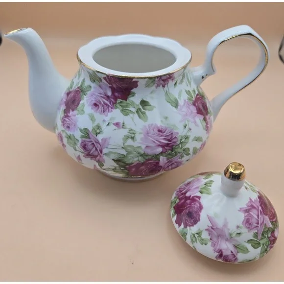 Vintage Tea Pot Pink Rose Pattern Designer Grace China Pottery (#18)‎