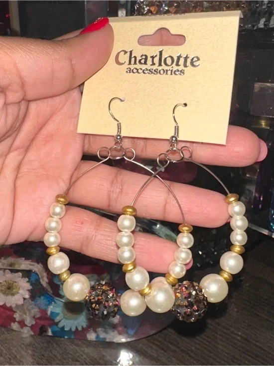 Gold and Pearl Hoop Earrings