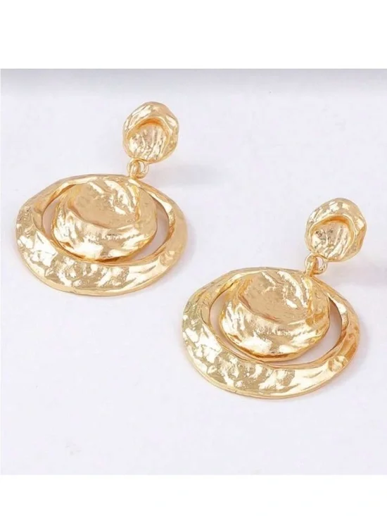 Zara Gold Textured Hoop Drop Earrings