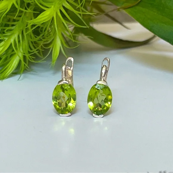 AAA+ Natural peridot every day wear huggy earrings in 925 Sterling silver(12mm)