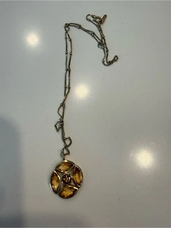 Satya Gold-Tone Necklace with Amber Gem Pendant