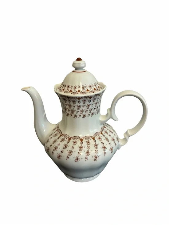 Winterling Marktleuthen Bavaria Porcelain Coffee Pot Brown Floral White Germany