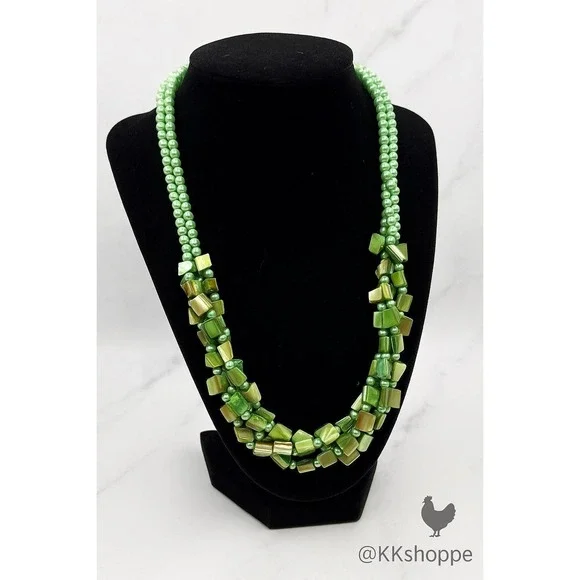Vintage-Inspired Beautiful Green‎ Beaded Layered 23