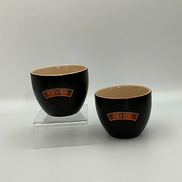 Expresso Cups Two “Yours”& “Mine” Black and Tan