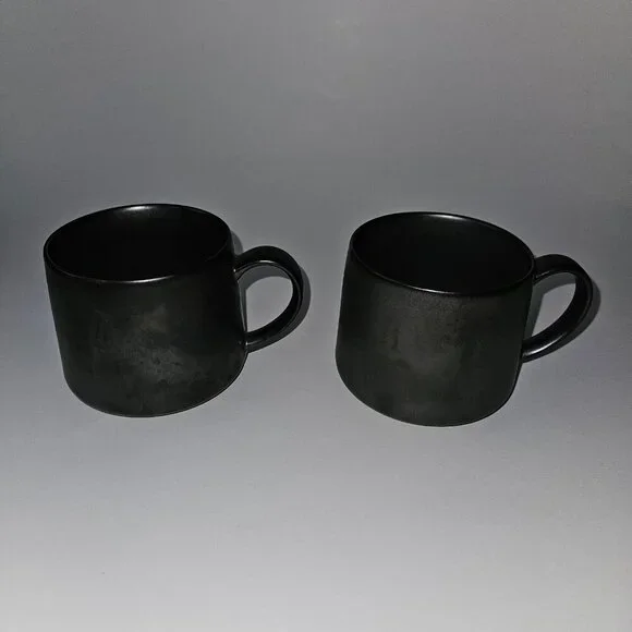 2 Starbucks 2013 Stoneware Mug Coffee Cup Lot 10 oz Brown/Grayish Metallic READ