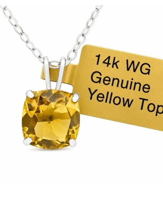 Genuine 1.88 Cts Yellow Topaz Pendant Solid 14k Yellow Gold