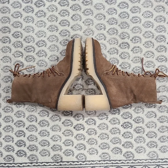 Free People Tan Lace-Up Boots