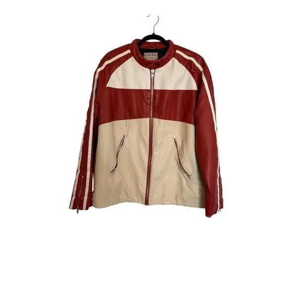 Free People x Revolve XL Ryder Sport Vegan Moto Jacket in red combo