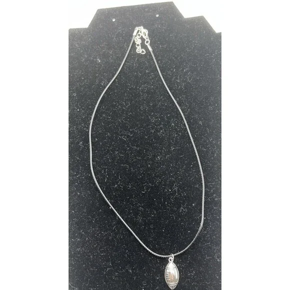 Football Necklace Rope sterling silver Charm Finish Silver Play Ball New