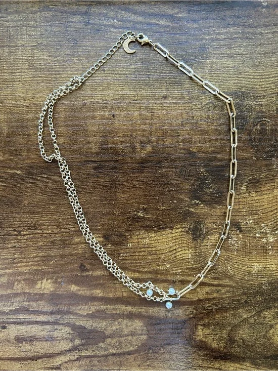 Lili Claspe Gold Tone Baby Link Choker with Pearl 16 in
