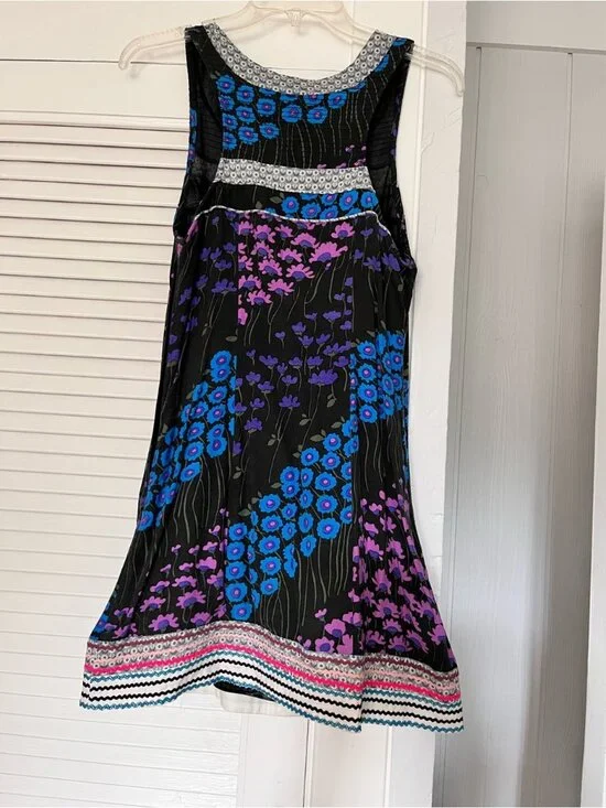 Free People Black Sleeveless Dress with Blue & Purple Accents