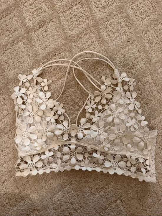 Free People Cream Crochet Lace Bralette
