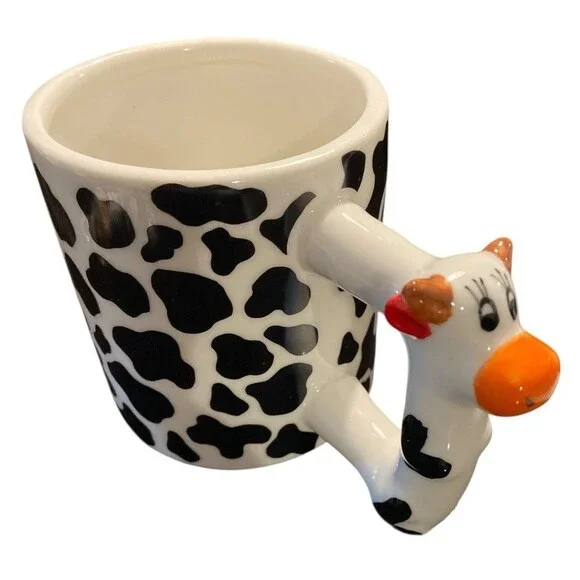 Cow Mug with‎ Matching Keychain – New in Box, Ceramic 3D Handle, Gift Set