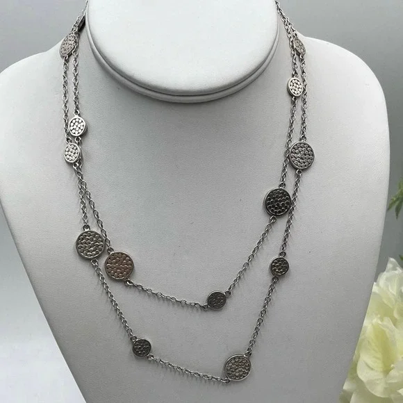 Anna Beck Sterling Silver Bali Long Dotted Multi-Disc Station Necklace‎ Toggle