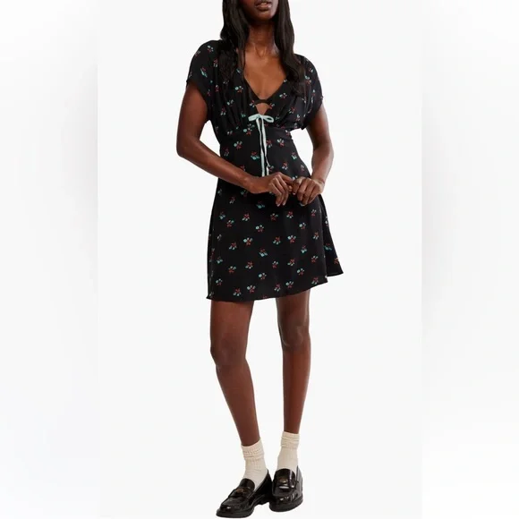 Free People Everyone's Favorite Minidress mini‎ dress black medium NWT